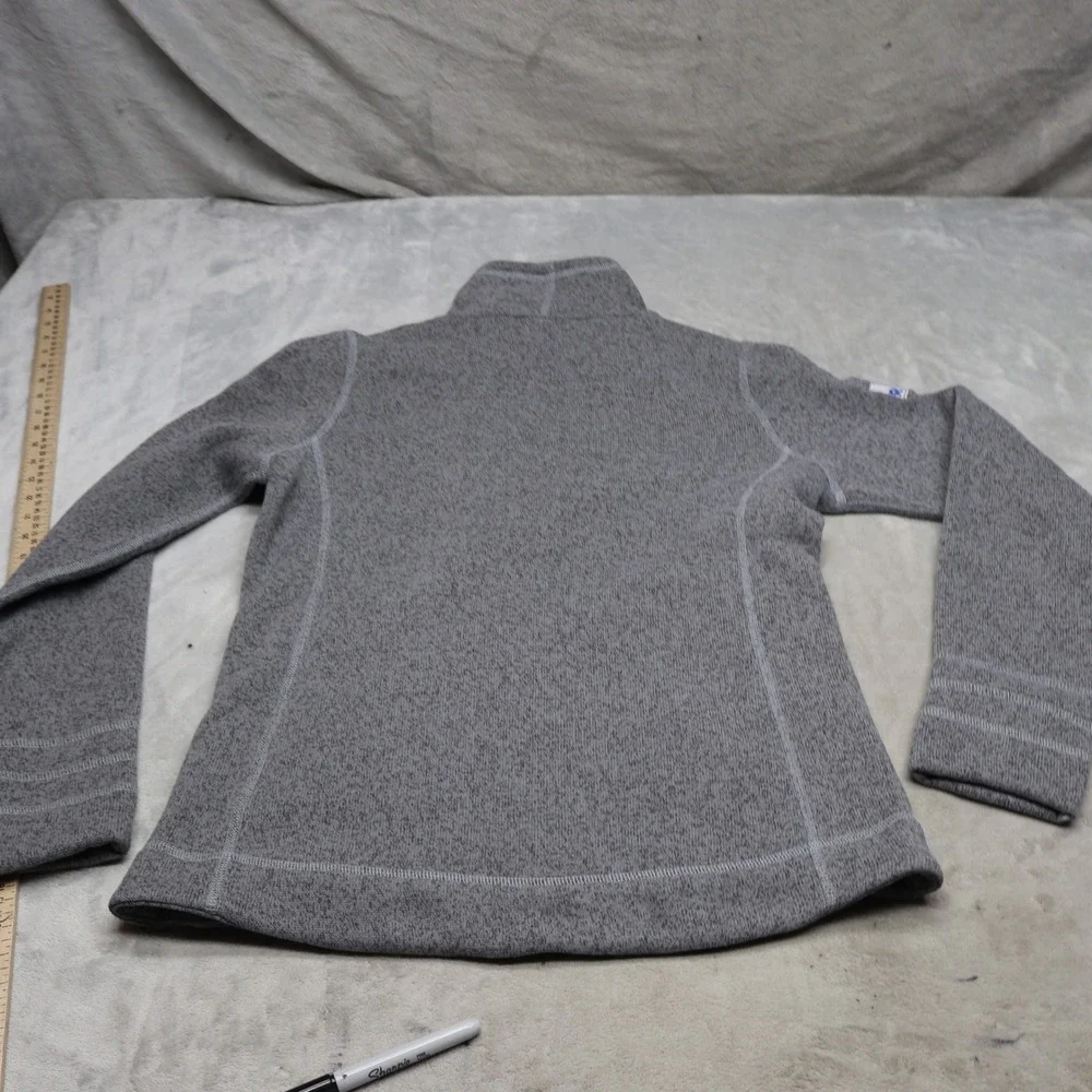 North Face Sweater Jacket Womens Medium Grey Knit Fleece Full Zip Heavy LOGO
